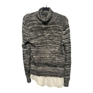 Cable & Gauge Chiffon Cotton Cowl Neck Sweater Grey Size L Preppy Aesthetic